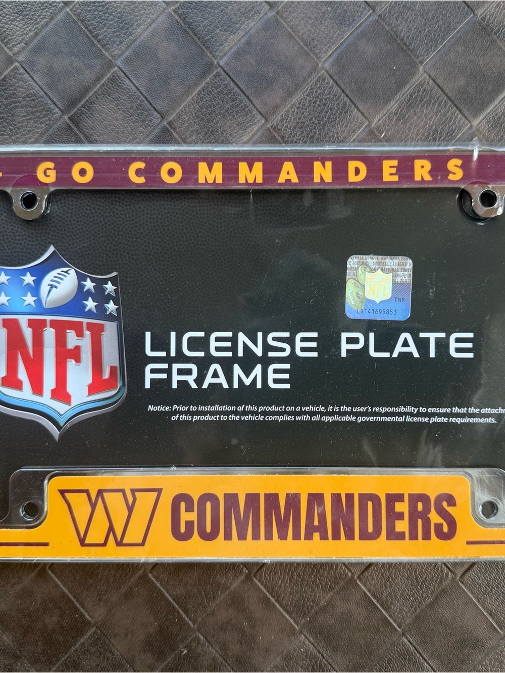 NFL Clear License Plate Frame - Black and Clear